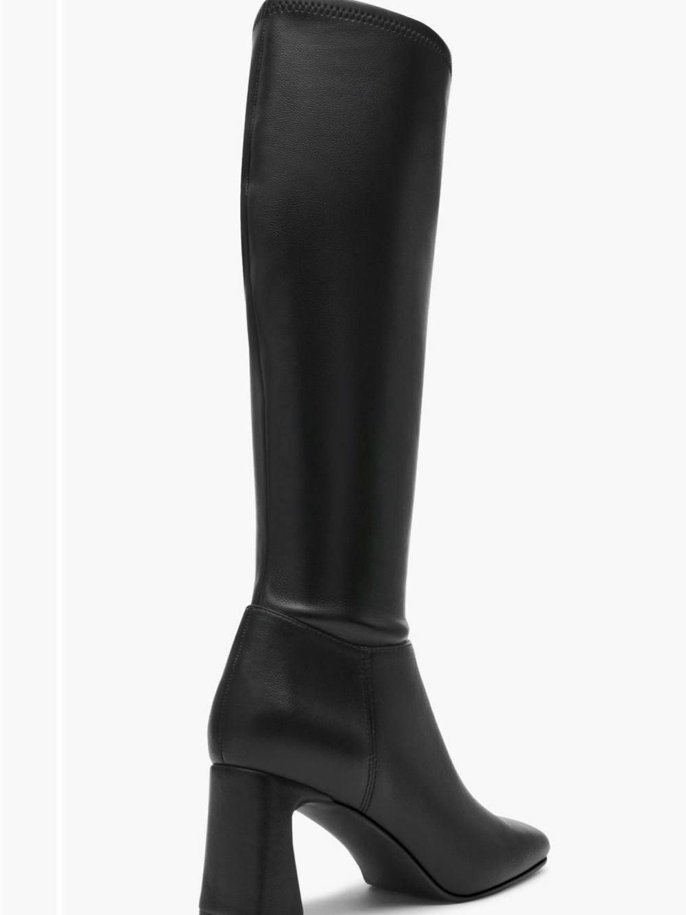 NWT Steve Madden Black Knee High Boots Square Toe Block Heel Chic Minimalist - Picture 8 of 8